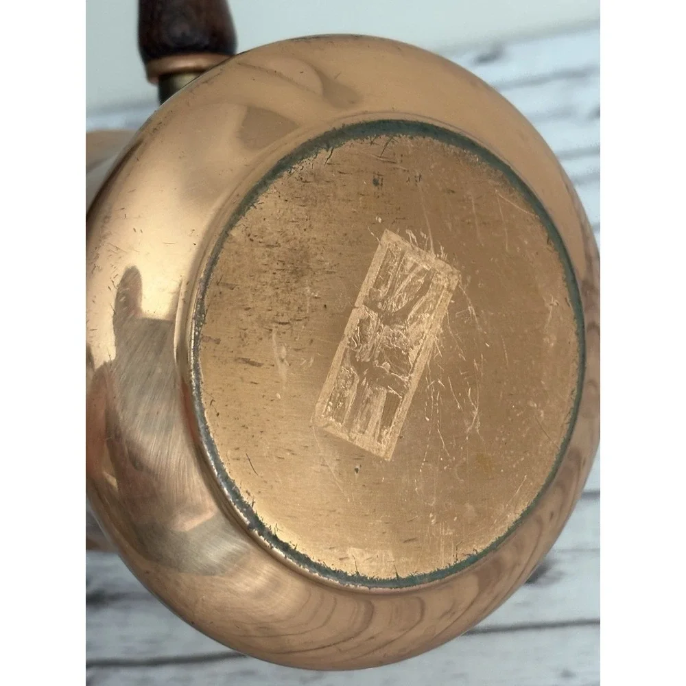 Vintage 1984 Copper Teleflora LE SAUCIER Wood Handle Milk Warmer Sauce Pots
